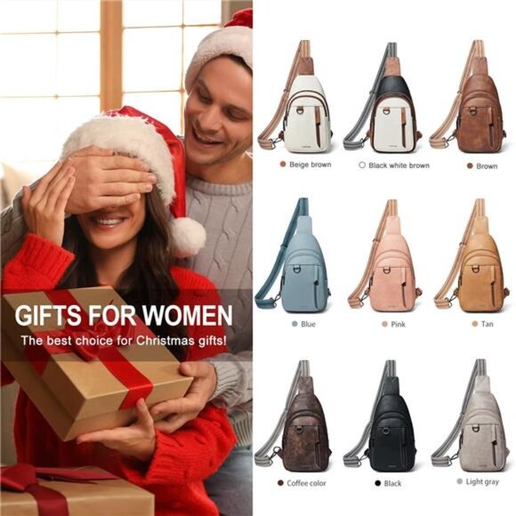 7L Sling Bag for Women Men Leather Small Sling Backpack Daypack Anti Theft - Picture 2 of 7